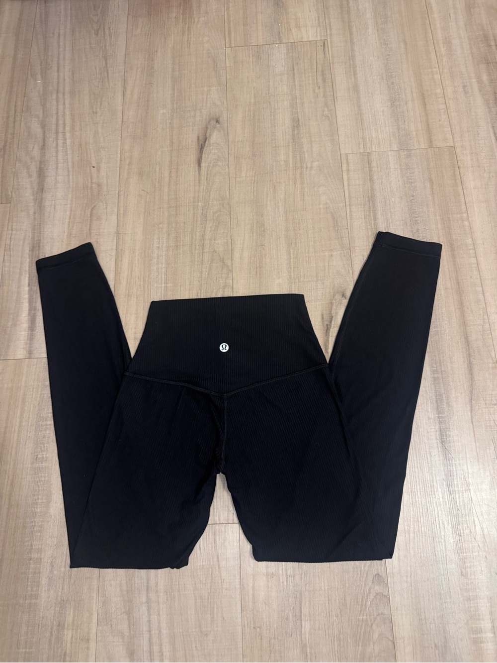 Lululemon Ribbed High Rise Crop Leggings Black Est. Size 4